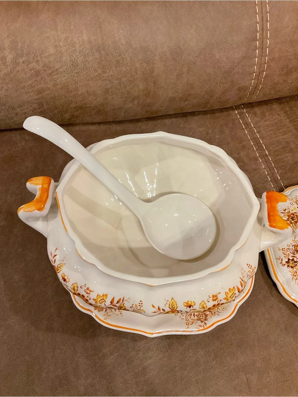 Vintage Brown Japanese Porcelain Soup Bowl